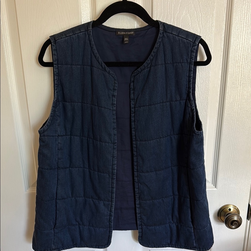 Eileen Fisher Navy Quilted Vest